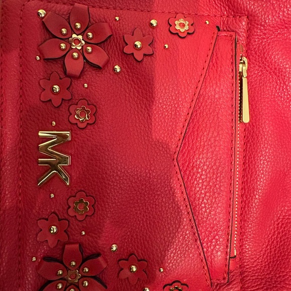 Michael Kors Vibrant Red Floral Backpack - Picture 5 of 9